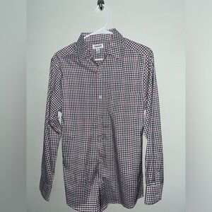 NWT Haggar Mens Size M Purple Plaid Long Sleeve Shirt Moisture Wick Button Front